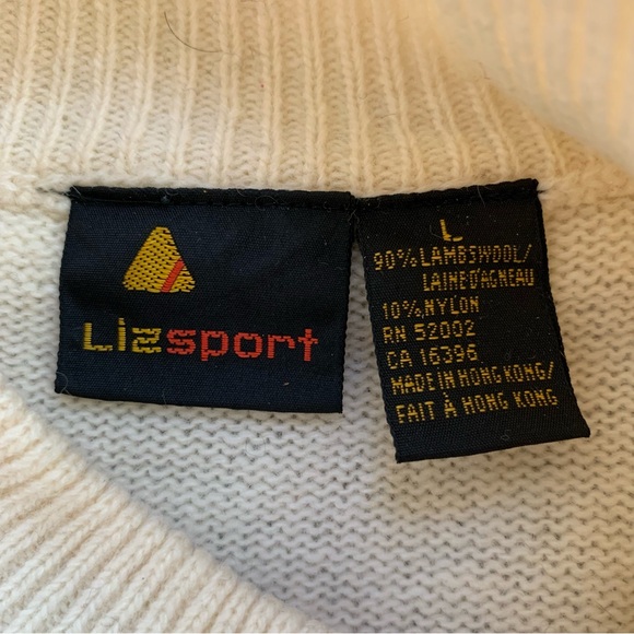 Vintage Liz Claiborne Argyle Cream Lambs Wool Sweater Size Large - Picture 12 of 12